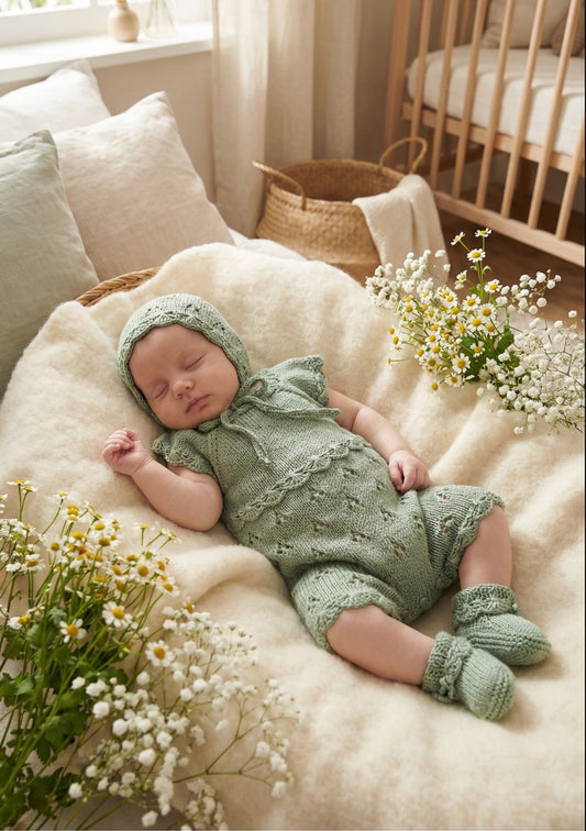 "Angel” Romper Knitting pattern for Reborn doll 16 -22” or 0-3 Month Old Baby