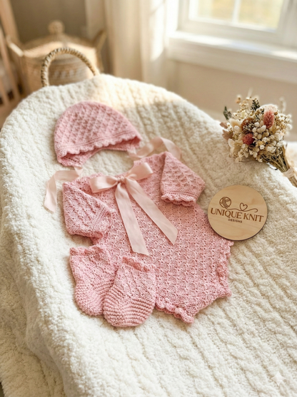 "Freyja” Romper Knitting pattern for Reborn doll 19 -24” or 0-6 Month Old Baby