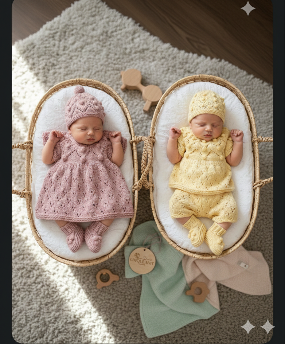 "Dewdrop” multi Piece Knitting pattern set for Reborn doll 16 -22” or 0-3 Month Old Baby