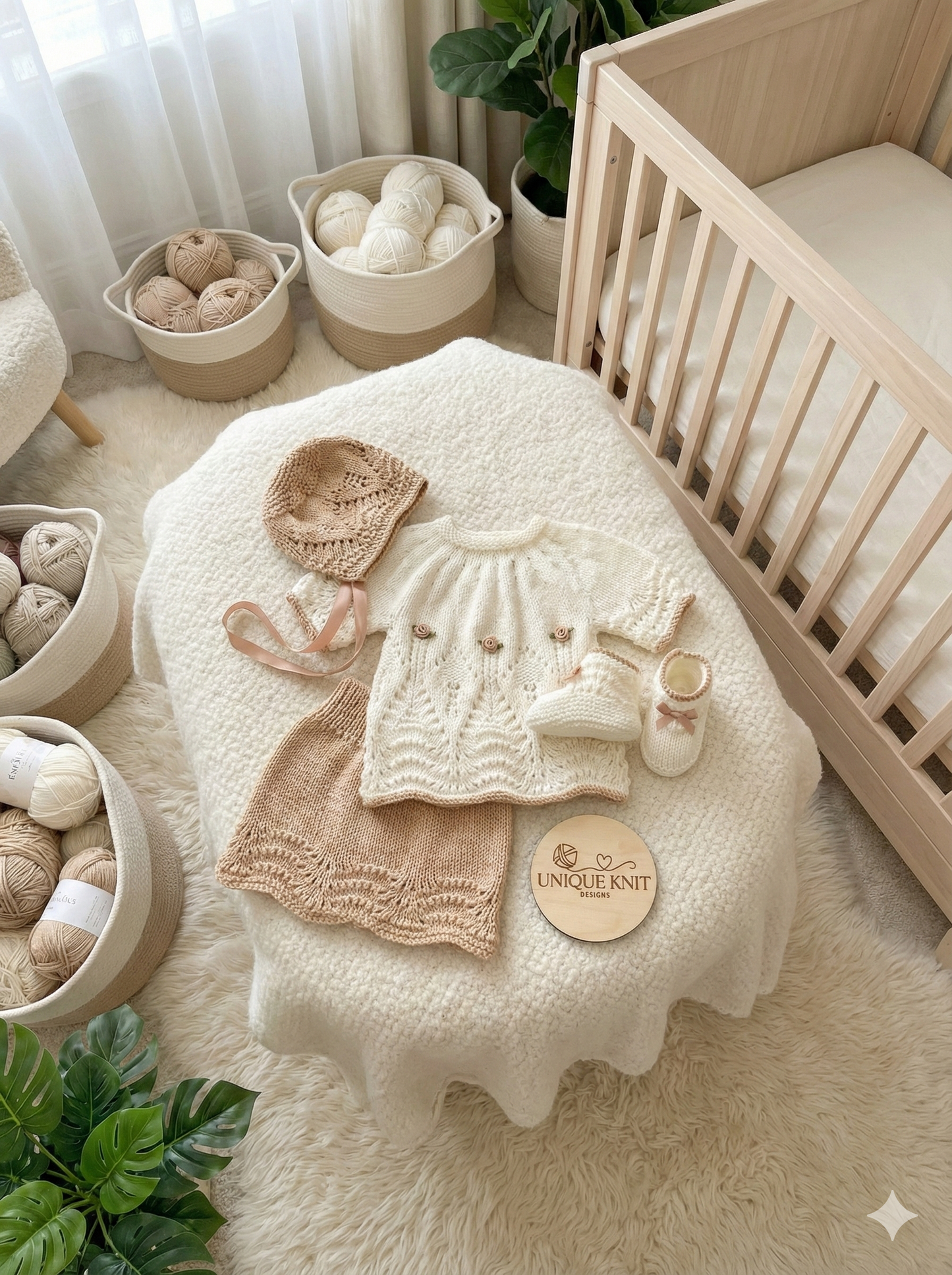 "Willow ” 4 Piece Set Knitting pattern for Reborn doll 16 -22” or 0-3 Mth Old Baby