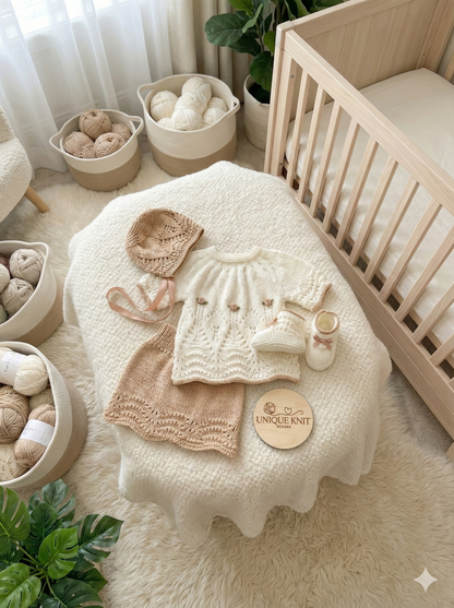 "Willow ” 4 Piece Set Knitting pattern for Reborn doll 16 -22” or 0-3 Mth Old Baby
