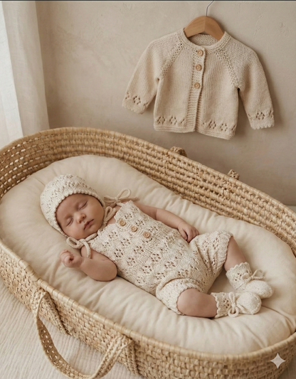 "Davina” 4 piece Set Knitting pattern for Reborn doll 16-22” or 0-3 Month Old Baby
