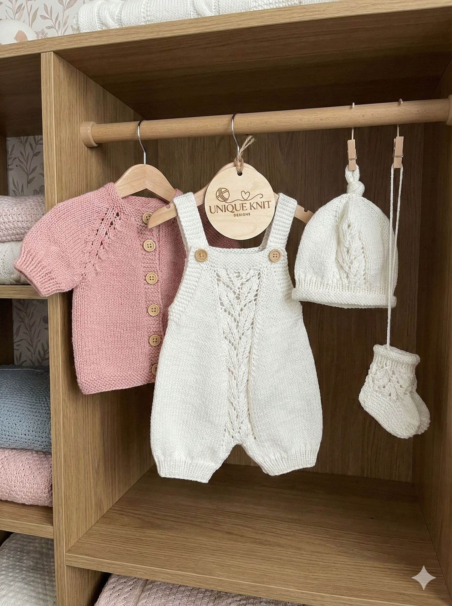 "Fern” 4 Piece Knitting pattern set for Reborn doll 16 -22” or 0-3 Month Old Baby