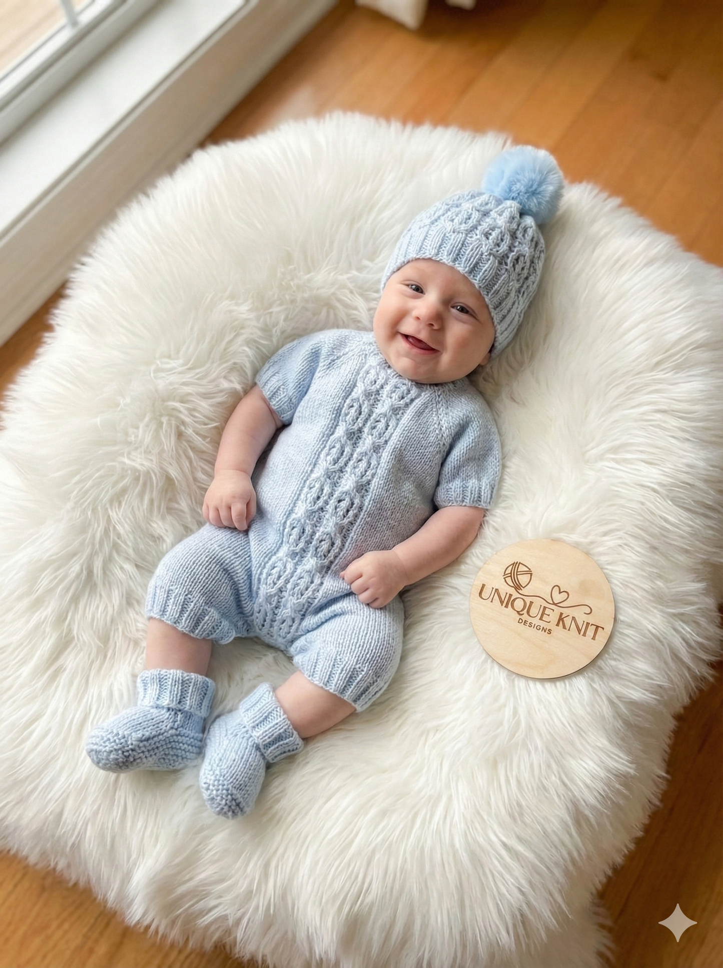 "Brooklyn" Romper knitting pattern for reborn doll 16-22" or 0-3 Month old baby