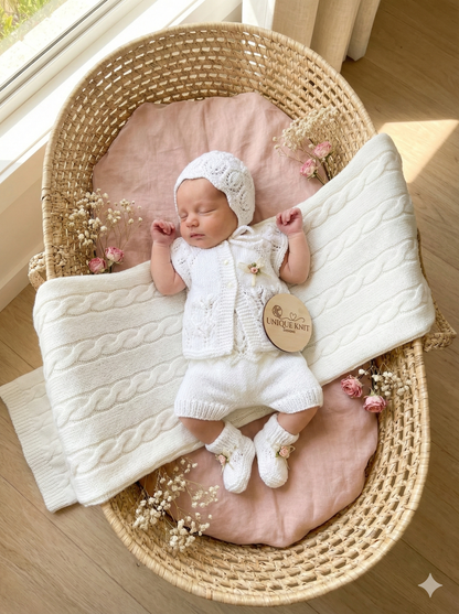 "Edith” 4 Piece Knitting pattern set for Reborn doll 16 -22” or 0-3 Month Old Baby