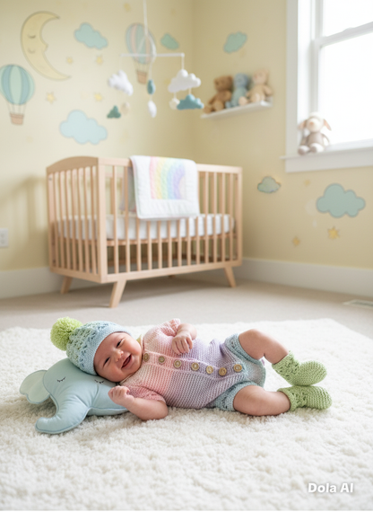 "Rainbow” Multi Piece set knitting pattern for reborn doll 16-22" or 0-3 month old baby