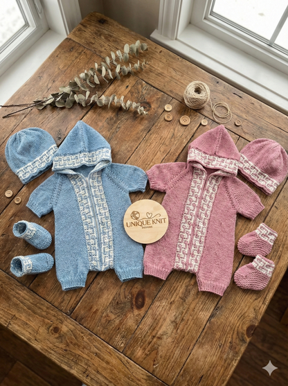 "Tetris” Romper Knitting pattern set for Reborn doll 16 -22” or 0-3 Month Old Baby