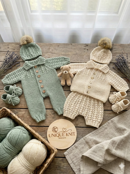 "Biscuit” Multi-piece Knitting pattern for Reborn doll 16 -22” or 0-3 Month Old Baby