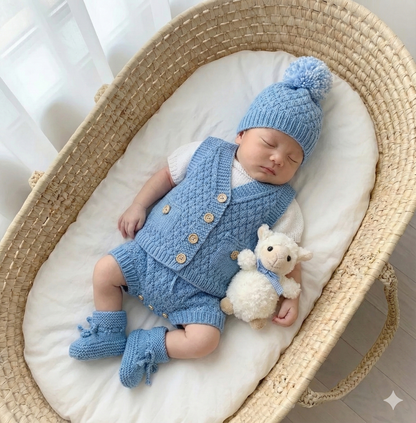 "Mustard” 4 Piece Set Knitting pattern for Reborn doll 16-22” or 0-3 Mth Old Baby