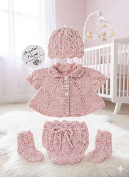 "Beatrice” Multi-piece Knitting pattern for Reborn doll 16 -22” or 0-3 Month Old Baby