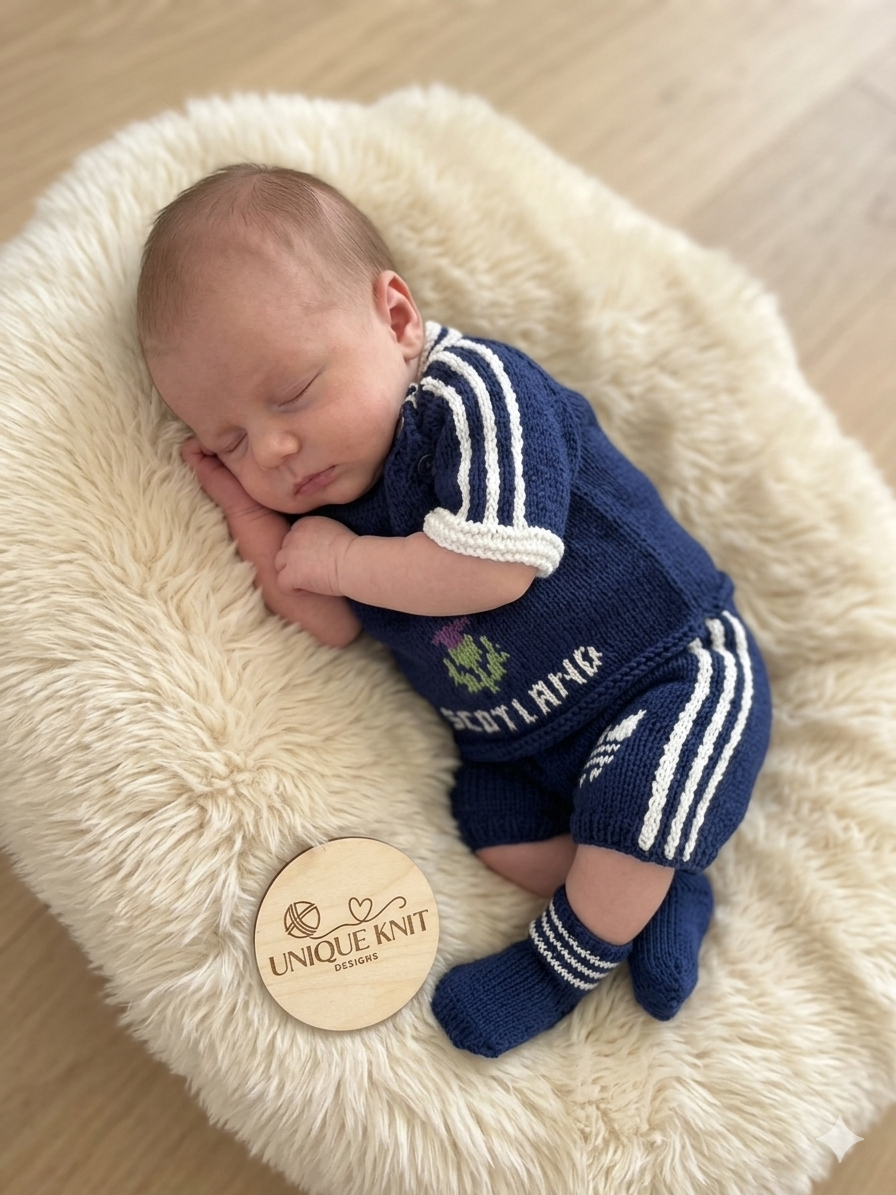 "Tiny Tartans” 3 piece Knitting pattern set for Reborn doll 16 -22” or 0-3 Month Old Baby