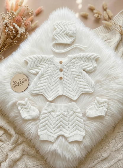 "Angelica” Multi-piece Knitting pattern for Reborn doll 16 -22” or 0-3 Month Old Baby