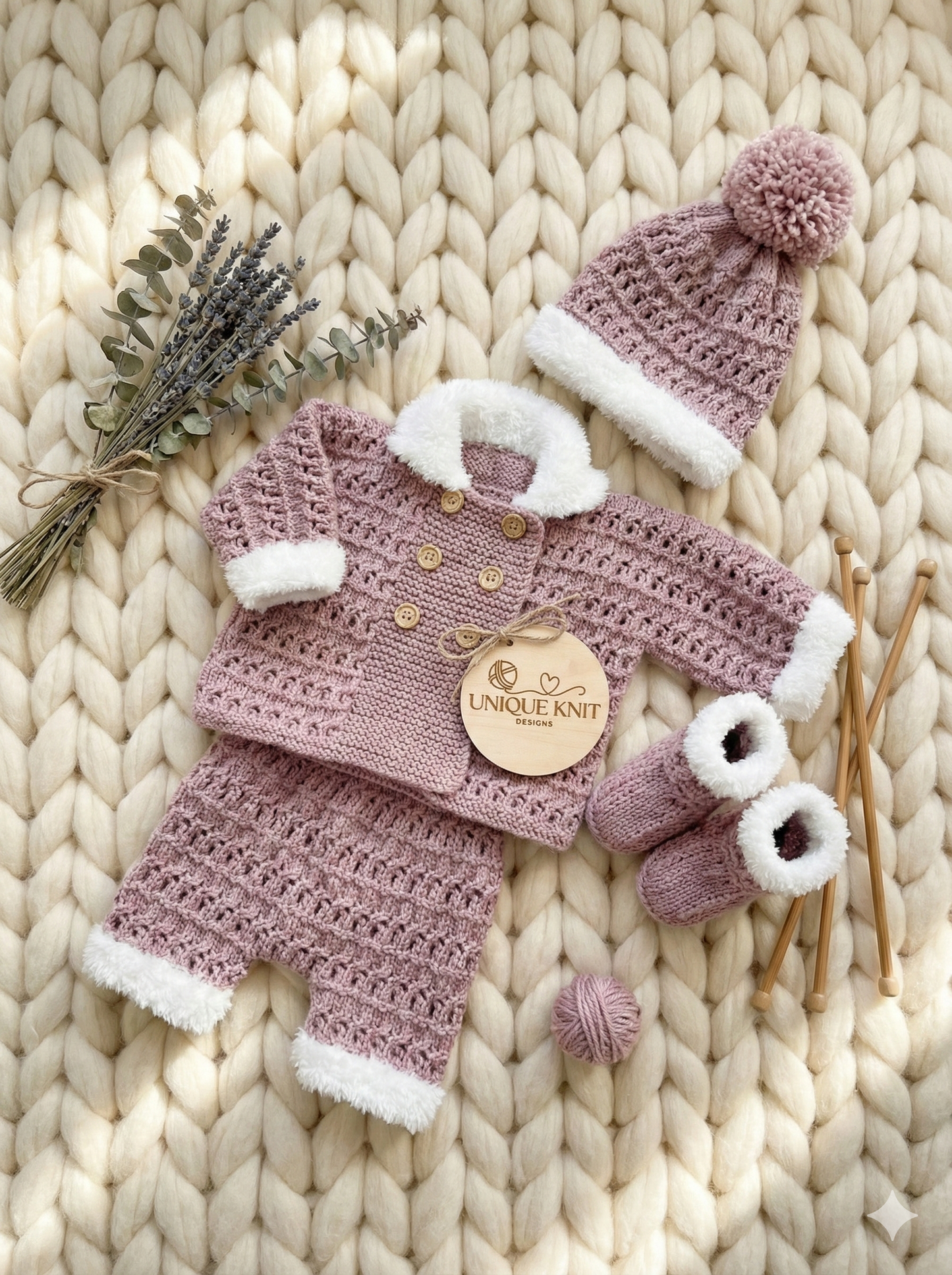 "Pixie” 4 Piece Set Knitting pattern for Reborn doll 16-22” or 0-3 Month Old Baby