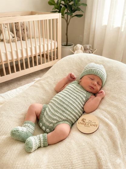 "Kiwi” Romper Knitting pattern set for Reborn doll 16 -22” or 0-3 Month Old Baby
