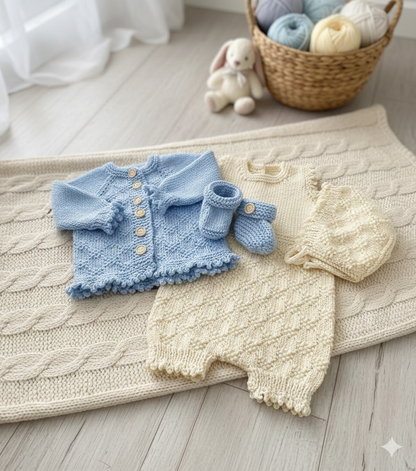 "Foxglove” Romper Knitting pattern set for Reborn doll 16 -22” or 0-3 Mth Old Baby
