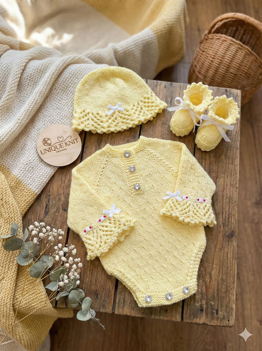 "Chelsea" Romper knitting pattern for reborn doll 16-22" or 0-3 Month old baby
