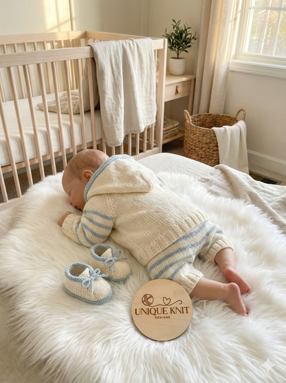 "Basil” Tracksuit & Trainer Knitting pattern set  for Reborn doll 16 -22” or 0-3 Mth Old Baby