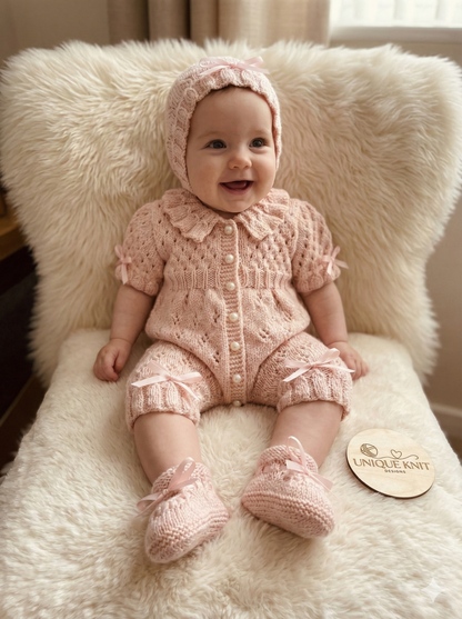 "Blossom ” Romper Knitting pattern for Reborn doll 16 -22” or 0-3 Mth Old Baby
