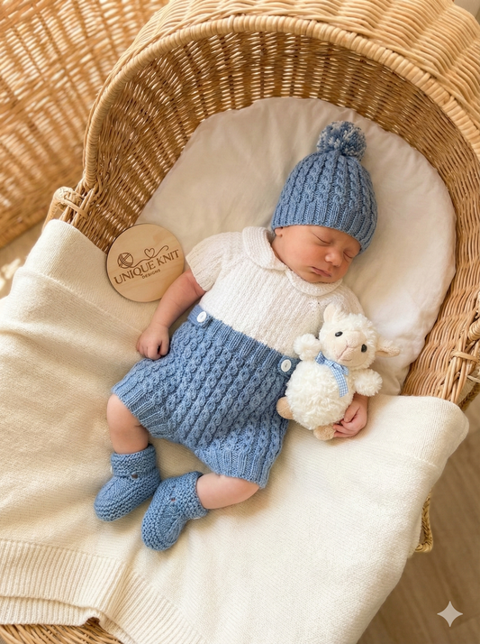 "Nutmeg” Romper Knitting pattern for Reborn doll 16 -22” or 0-3 Month Old Baby