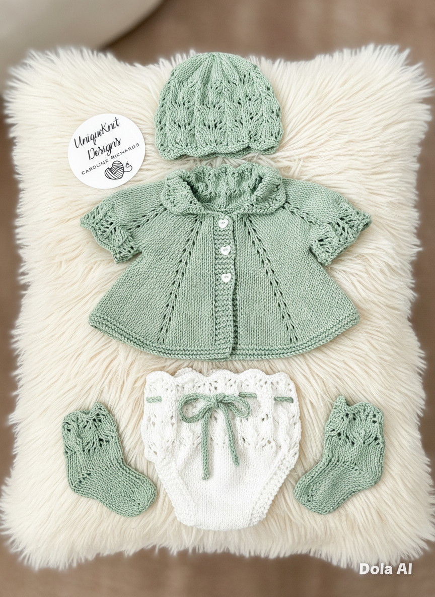 "Beatrice” Multi-piece Knitting pattern for Reborn doll 16 -22” or 0-3 Month Old Baby