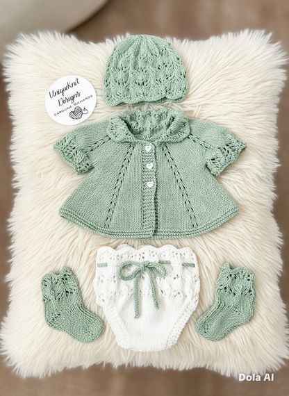 "Beatrice” Multi-piece Knitting pattern for Reborn doll 16 -22” or 0-3 Month Old Baby