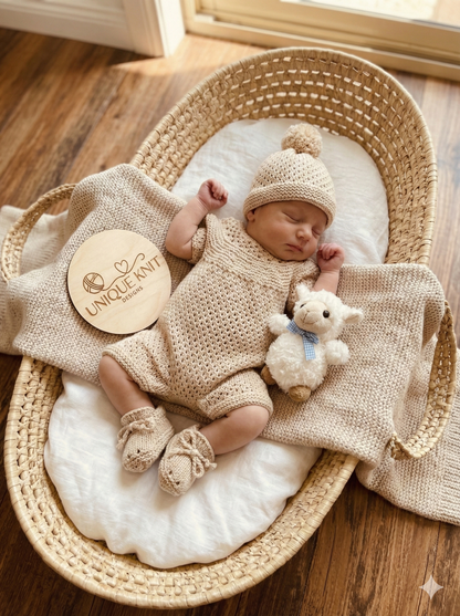 "Wisteria” romper Knitting pattern for Reborn doll 16 -22” or 0-3 Mth Old Baby