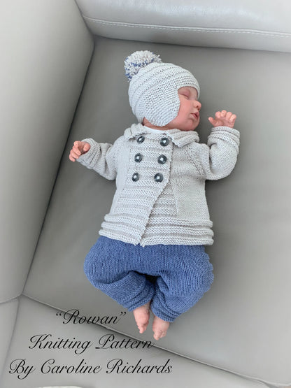 "Rowan” 4 Piece Set Knitting pattern for Reborn doll 16-22” or 0-3 Mth Old Baby