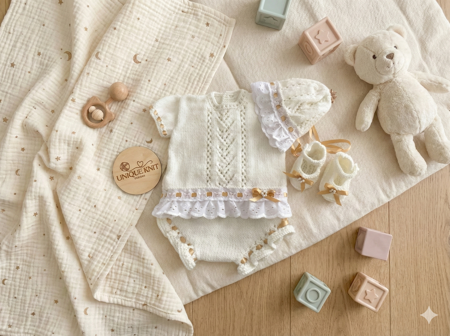 "Sweetpea ” Angel Set Knitting pattern for Reborn doll 16 -22” or 0-3 Mth Old Baby