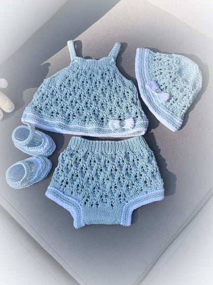"Olive” 4 Piece Set Knitting pattern for Reborn doll 16-22” or 0-3 Month Old Baby