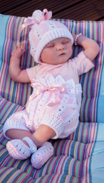 "Rosebud” Summer set Knitting pattern for Reborn doll 16 -22” or 0-3 Mth Old Baby