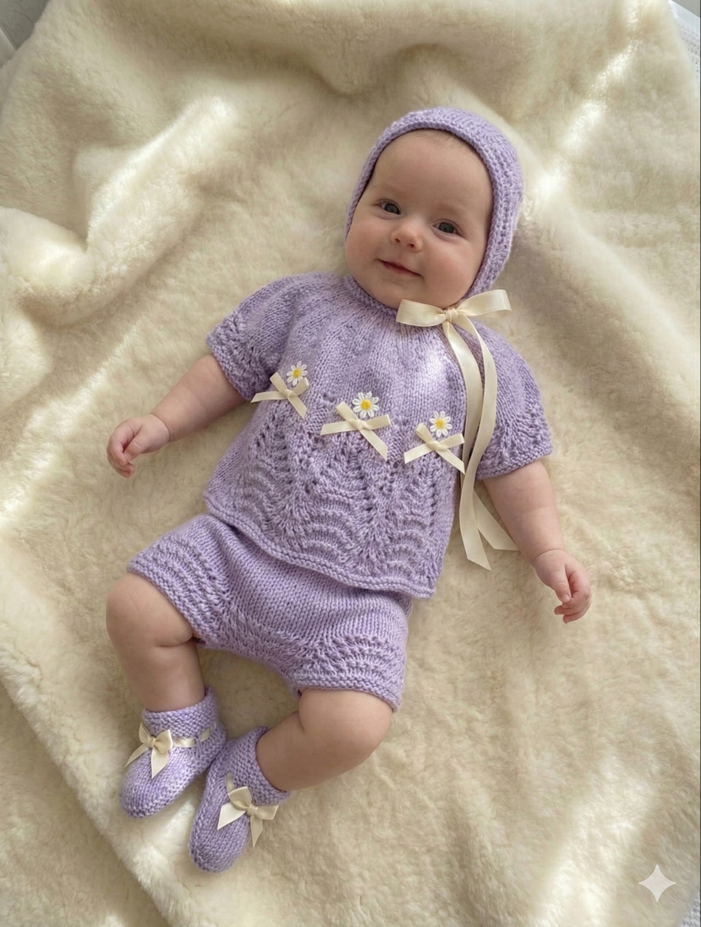 "Willow ” 4 Piece Set Knitting pattern for Reborn doll 16 -22” or 0-3 Mth Old Baby
