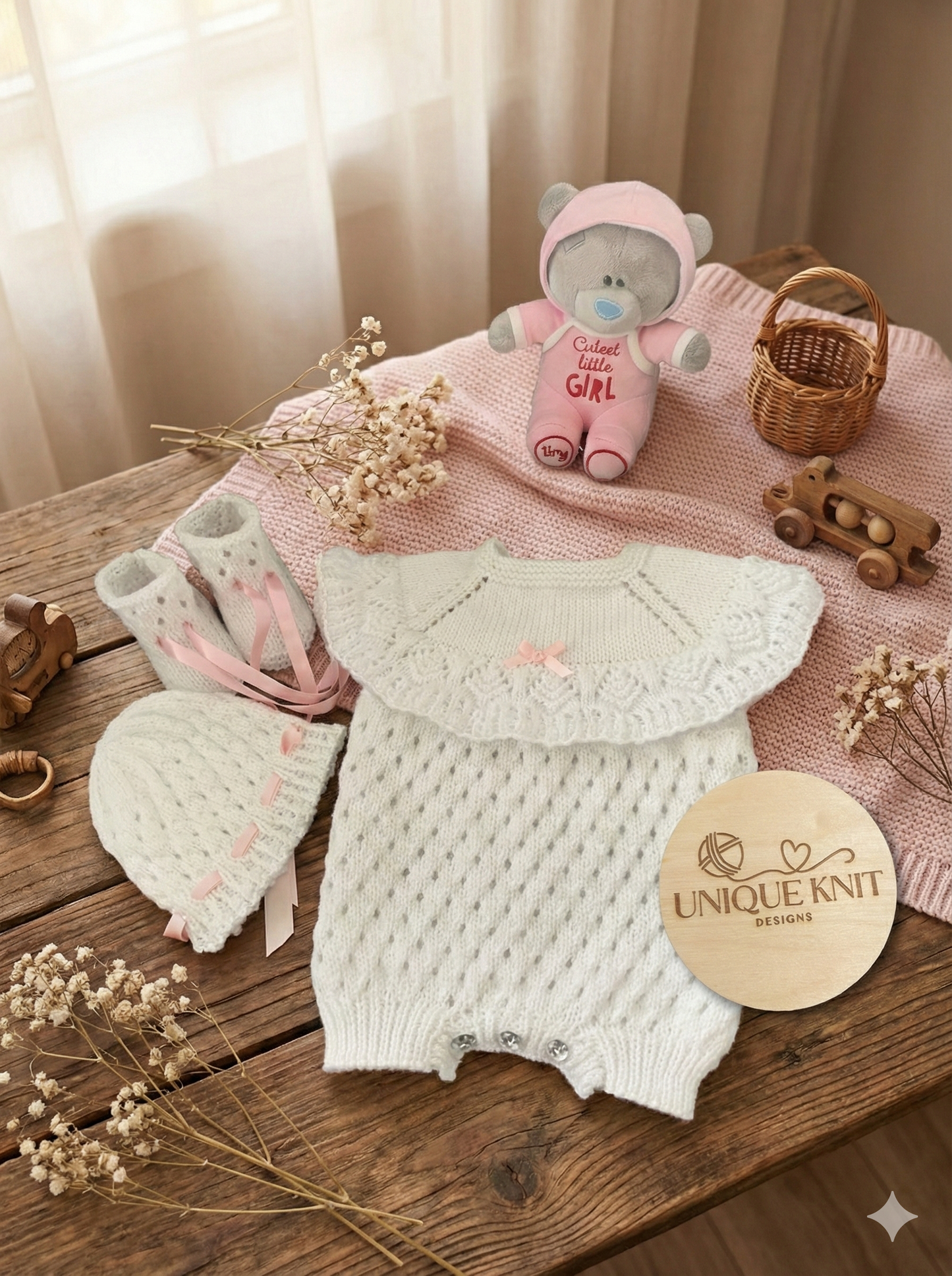 "Crystal” Romper Knitting pattern for Reborn doll 16 -22” or 0-3 Mth Old Baby