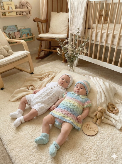 "Daisy” Romper and Dress set Knitting pattern for Reborn doll 16 -22” or 0-3 Mth Old Baby