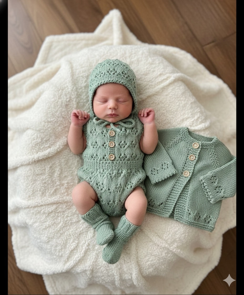 "Davina” 4 piece Set Knitting pattern for Reborn doll 16-22” or 0-3 Month Old Baby