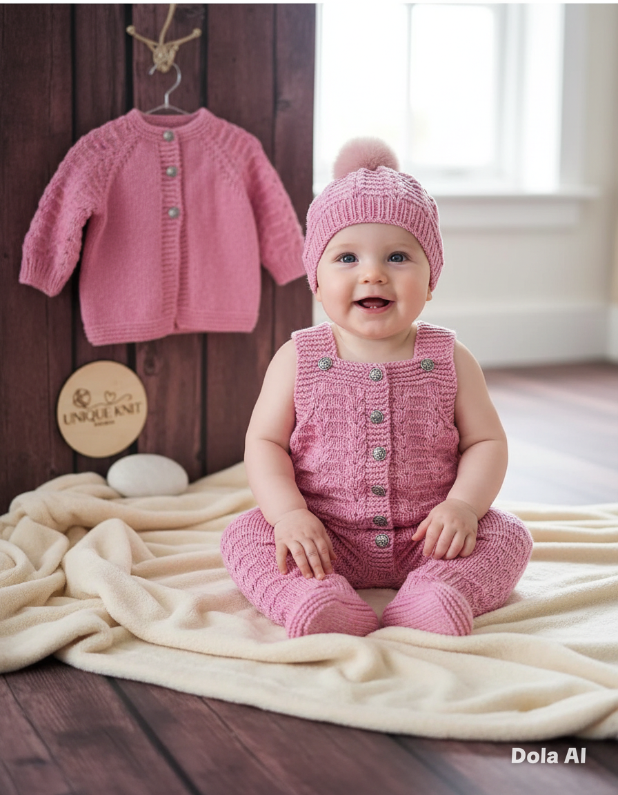 "Aurora” Dungaree set Knitting pattern set for Reborn doll 16 -22” or 0-3 Month Old Baby
