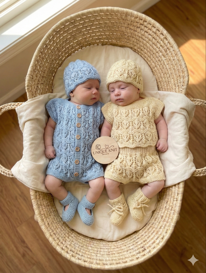 "Zara ” Multi Piece set knitting pattern for reborn doll 16-22" or 0-3 month old baby