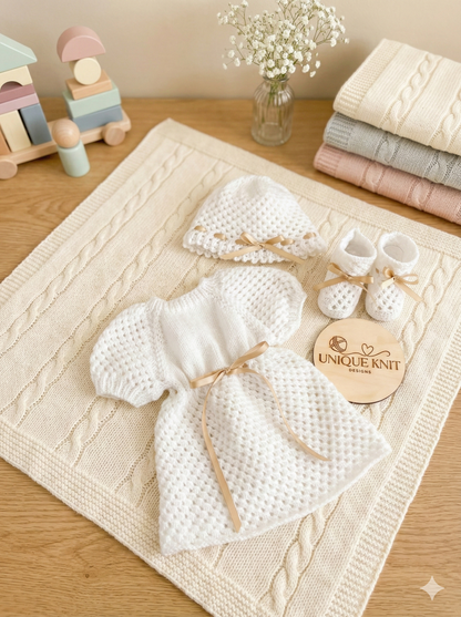 "Saffron” Dress Knitting pattern for Reborn doll 16 -22” or 0-3 Mth Old Baby