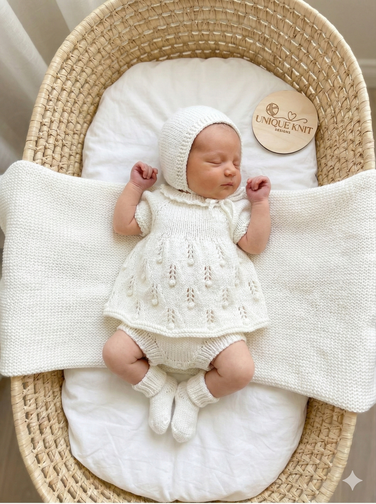 "Paris” Angel Set Knitting pattern for Reborn doll 16 -22” or 0-3 Month Old Baby