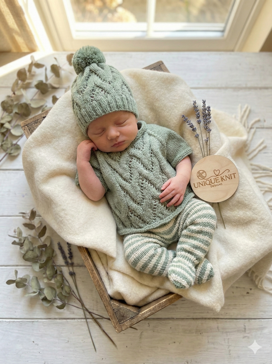"Harlem” Poncho set Knitting pattern for Reborn doll 16 -22” or 0-3 Month Old Baby