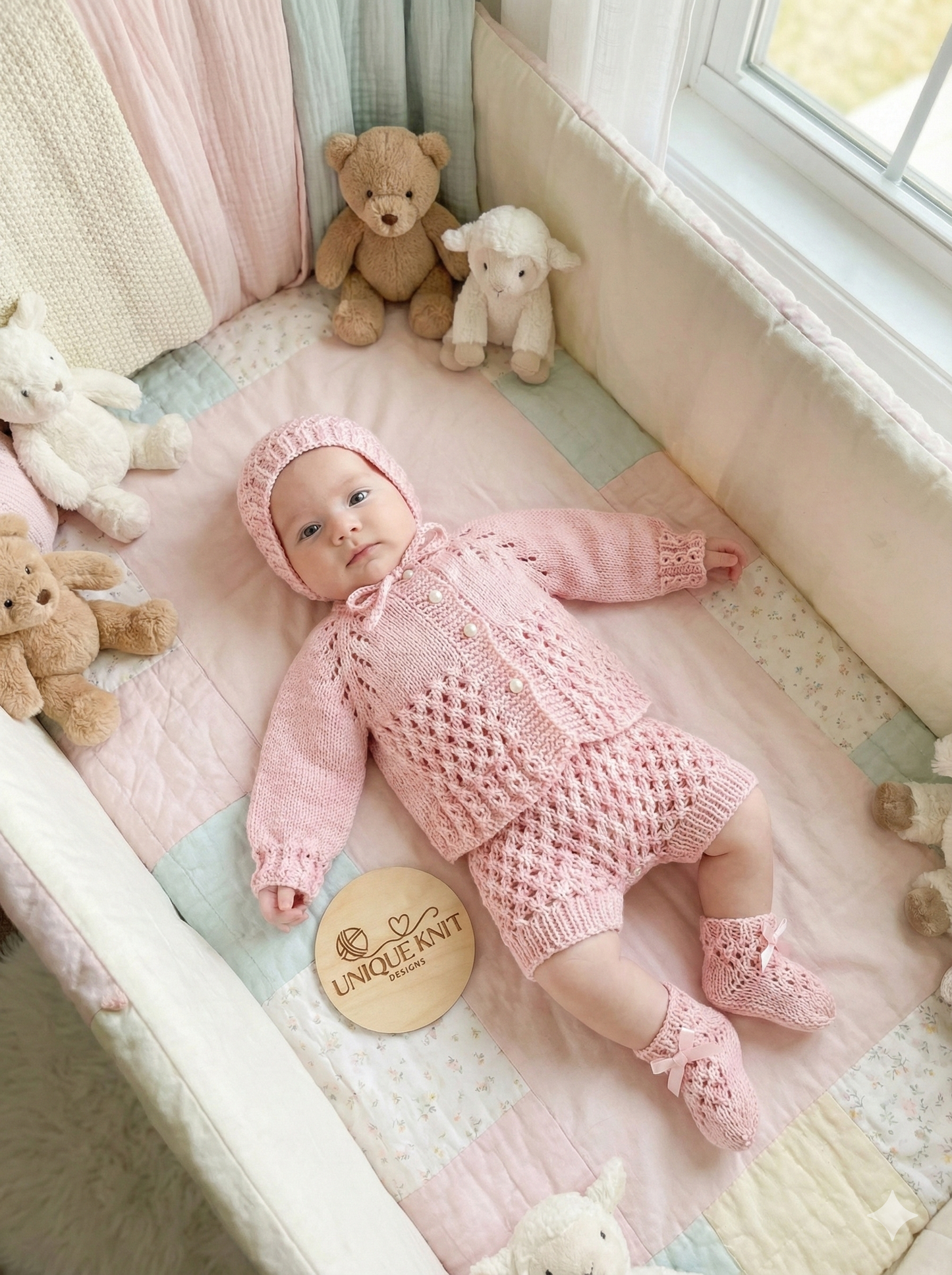 "Truffle” 4 Piece Set Knitting pattern for Reborn doll 16-22” or 0-3 Month Old Baby