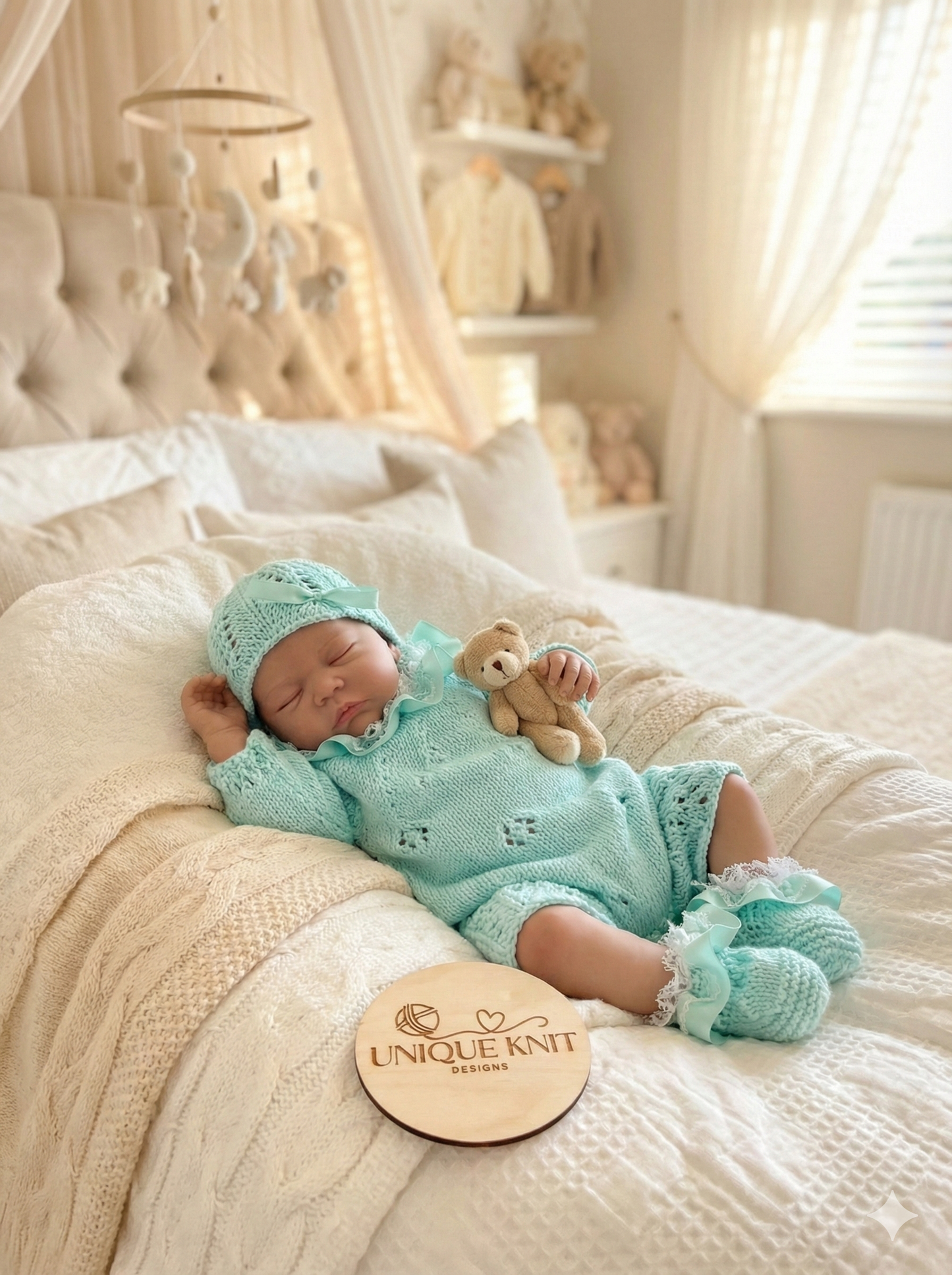 "Amaryllis” Romper Knitting pattern for Reborn doll 16 -22” or 0-3 Mth Old Baby