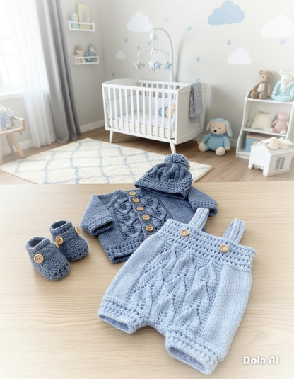"Oregano” 4 Piece Set Knitting pattern for Reborn doll 16-22” or 0-3 Mth Old Baby