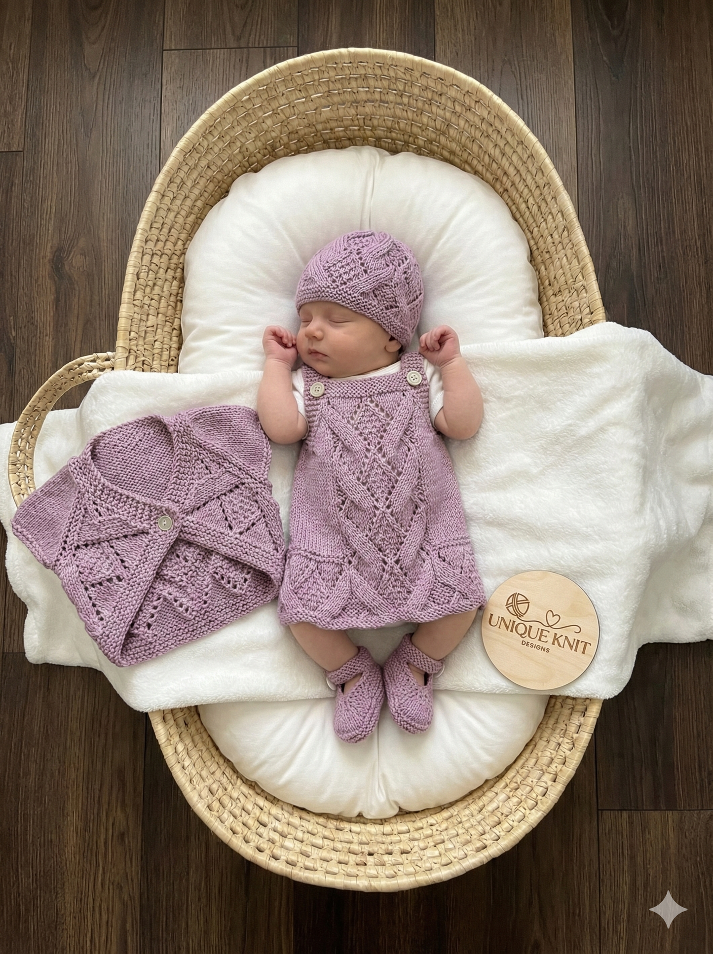 "Lou Lou” 4 Piece Set Knitting pattern for Reborn doll 16-22” or 0-3 Month Old Baby