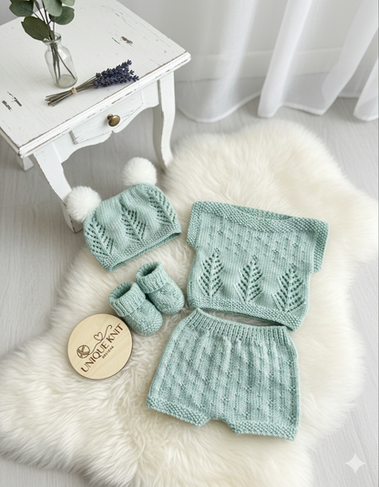 "Icicle” 4 Piece Knitting pattern set for Reborn doll 16 -22” or 0-3 Month Old Baby