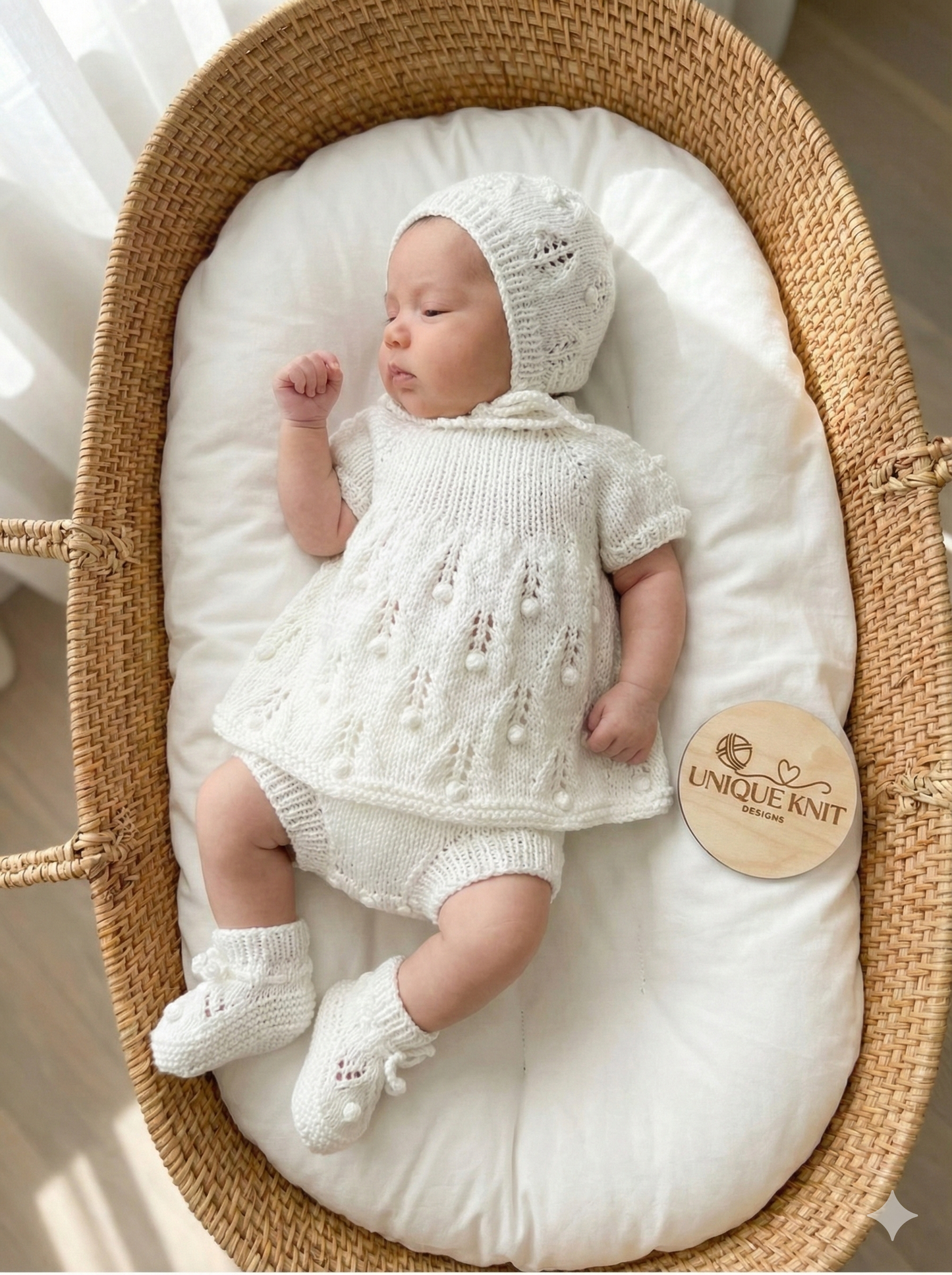 "Paris” Angel Set Knitting pattern for Reborn doll 16 -22” or 0-3 Month Old Baby