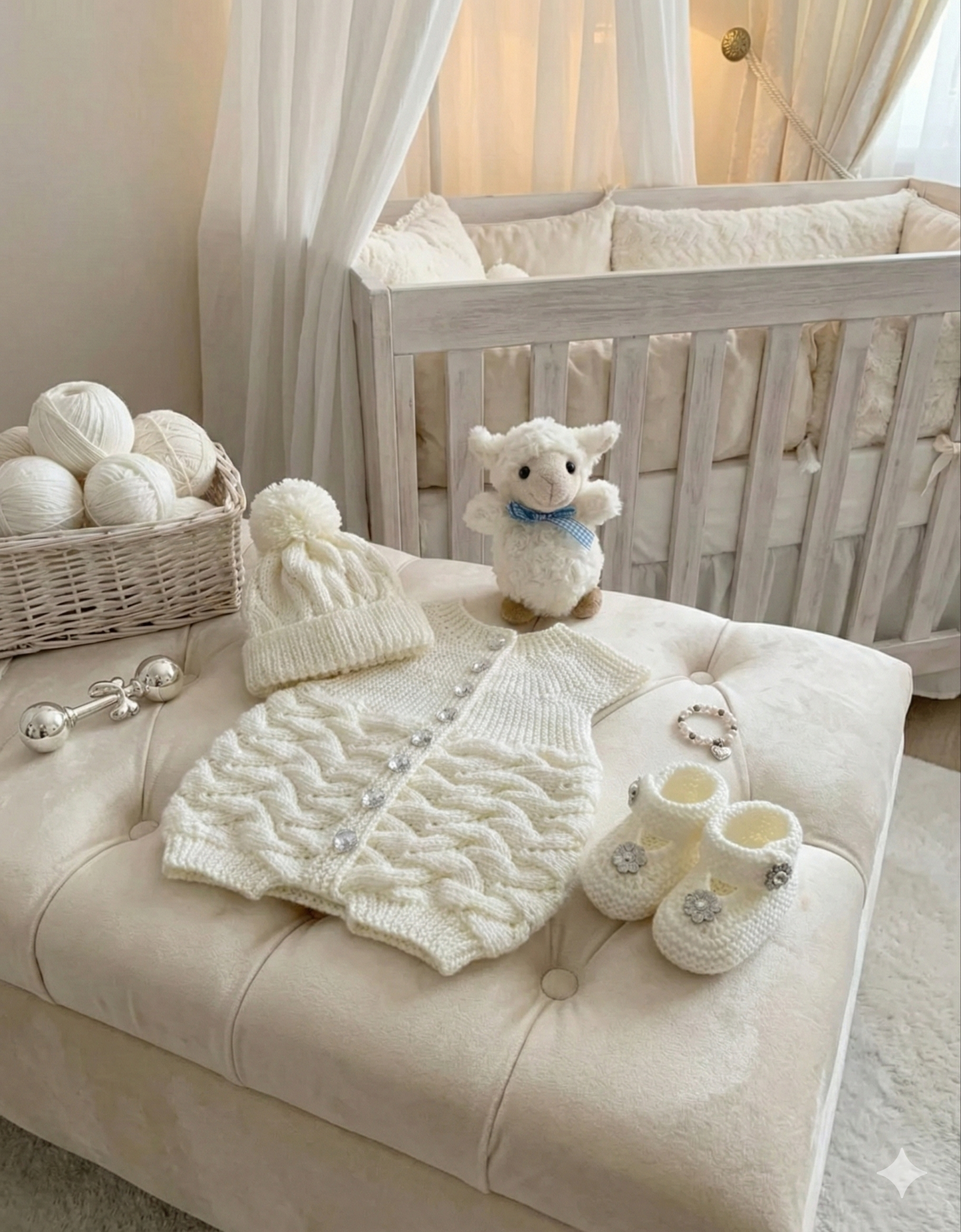 "Gardenia ” Sideways made Knitting pattern for Reborn doll 16 -22” or 0-3 Mth Old Baby