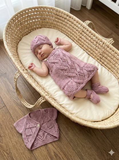 "Lou Lou” 4 Piece Set Knitting pattern for Reborn doll 16-22” or 0-3 Month Old Baby