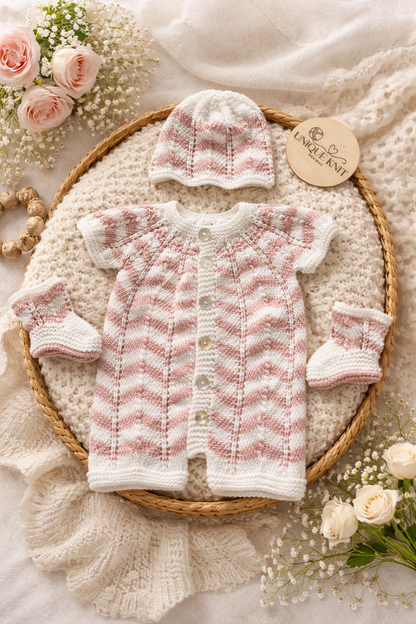 "Chevronette” Multi-piece Knitting pattern for Reborn doll 16 -22” or 0-3 Month Old Baby