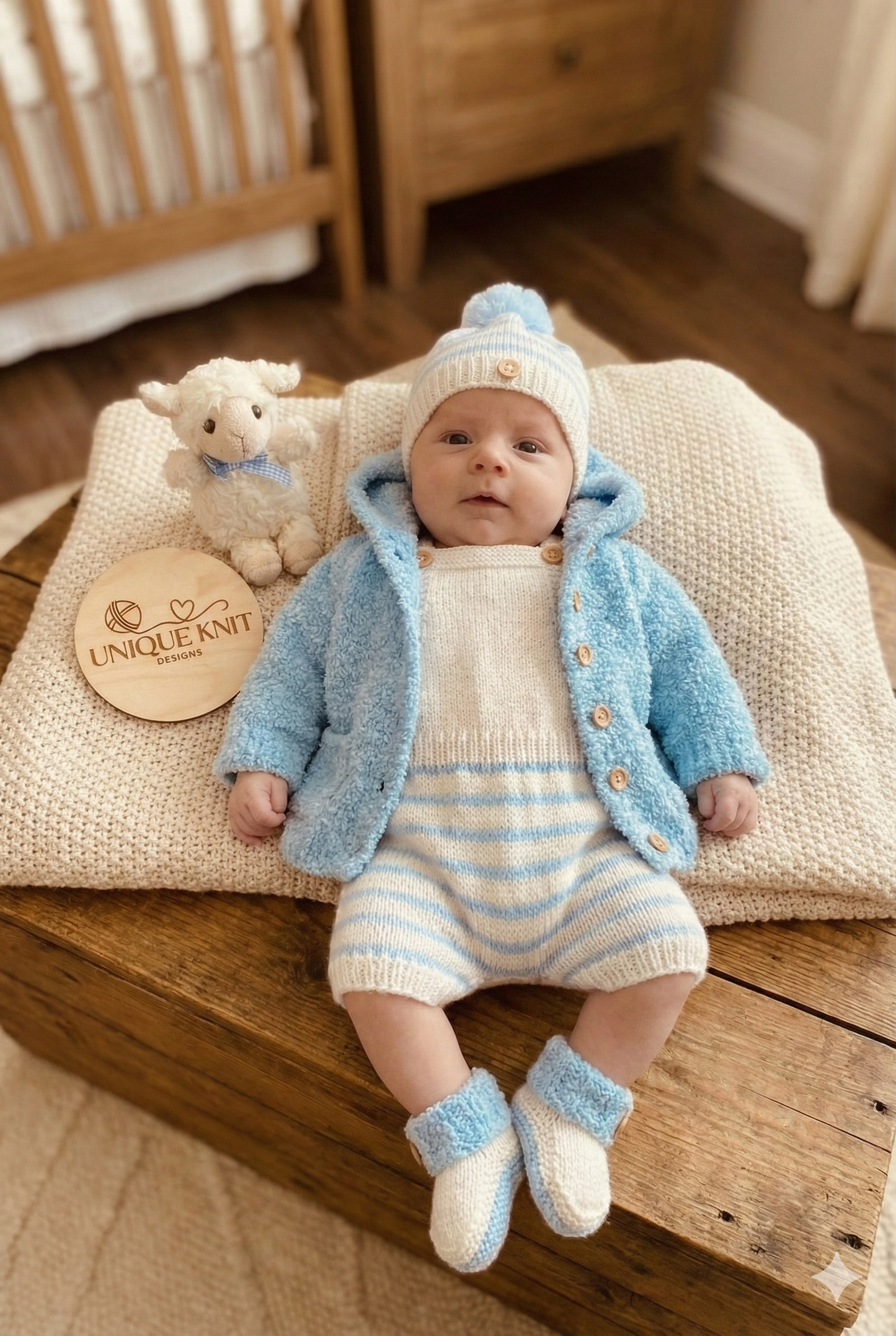 "Topaz” 4 Piece Set Knitting pattern for Reborn doll 18-22” or 0-3 Mth Old Baby