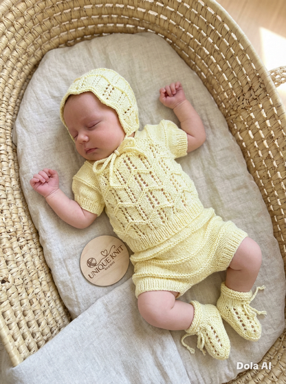 "Aileen” Multi-piece Knitting pattern for Reborn doll 16 -22” or 0-3 Month Old Baby